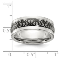 Stainless Steel Polished Black IP-plated Swirl Pattern 8mm Band