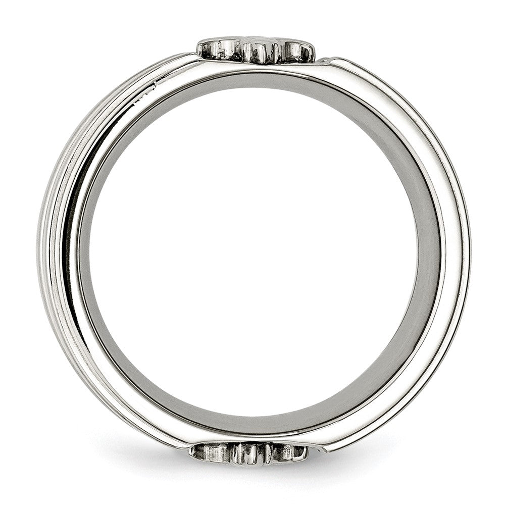 Stainless Steel Brushed and Polished Fleur de lis 10mm Band