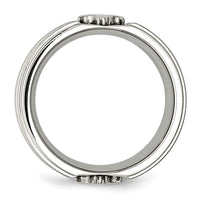 Stainless Steel Brushed and Polished Fleur de lis 10mm Band