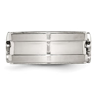 Stainless Steel Brushed and Polished Fleur de lis 10mm Band