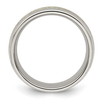 Stainless Steel Polished with Antler Inlay 8mm Band