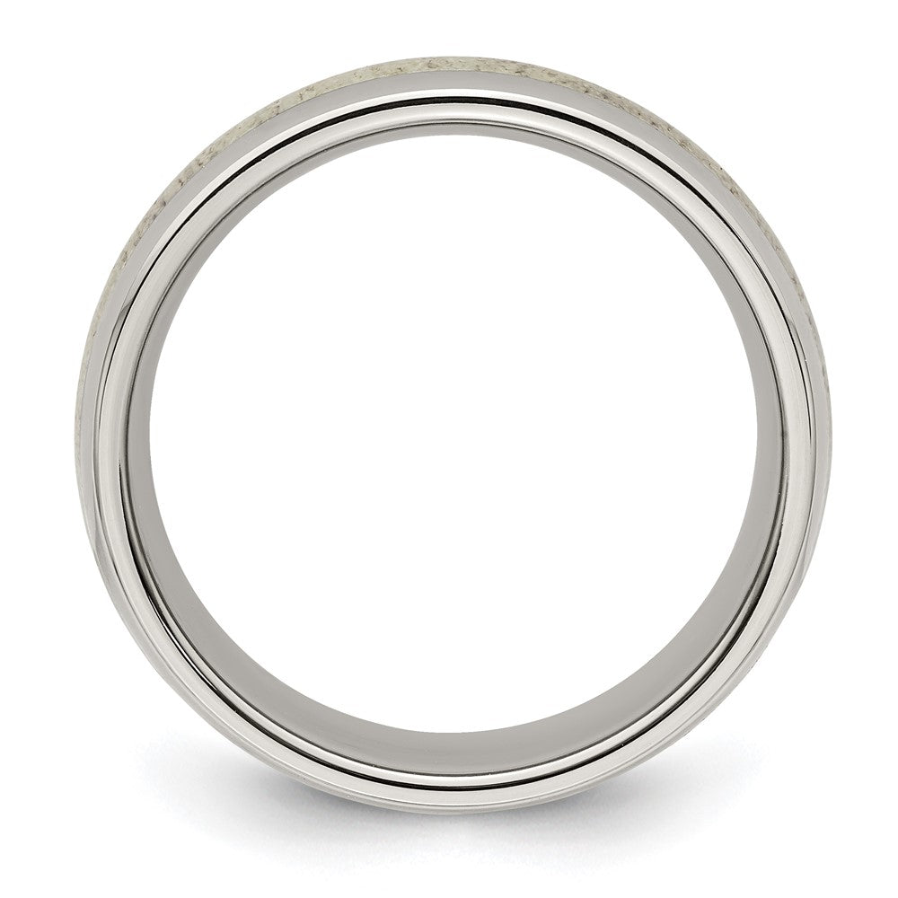Stainless Steel Polished with Antler Inlay 8mm Band