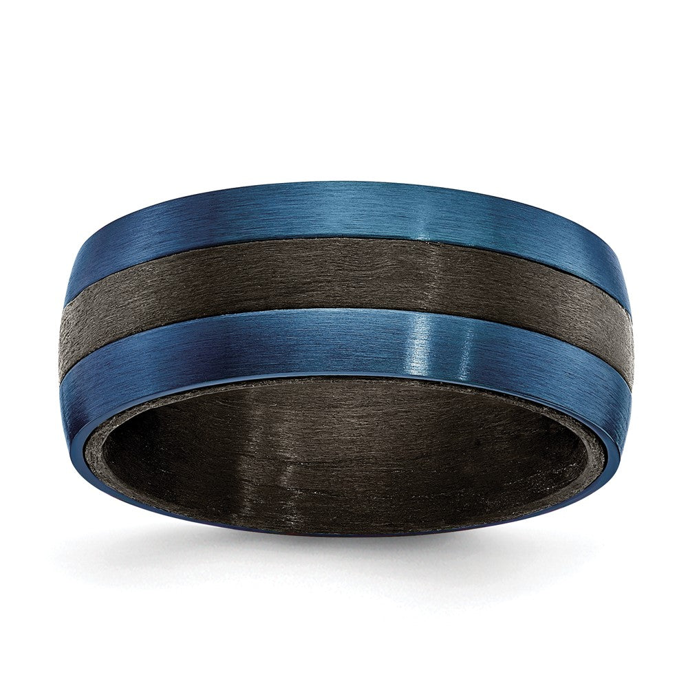 Black Carbon Fiber with Brushed Blue IP-plated Stainless Steel 8mm Band