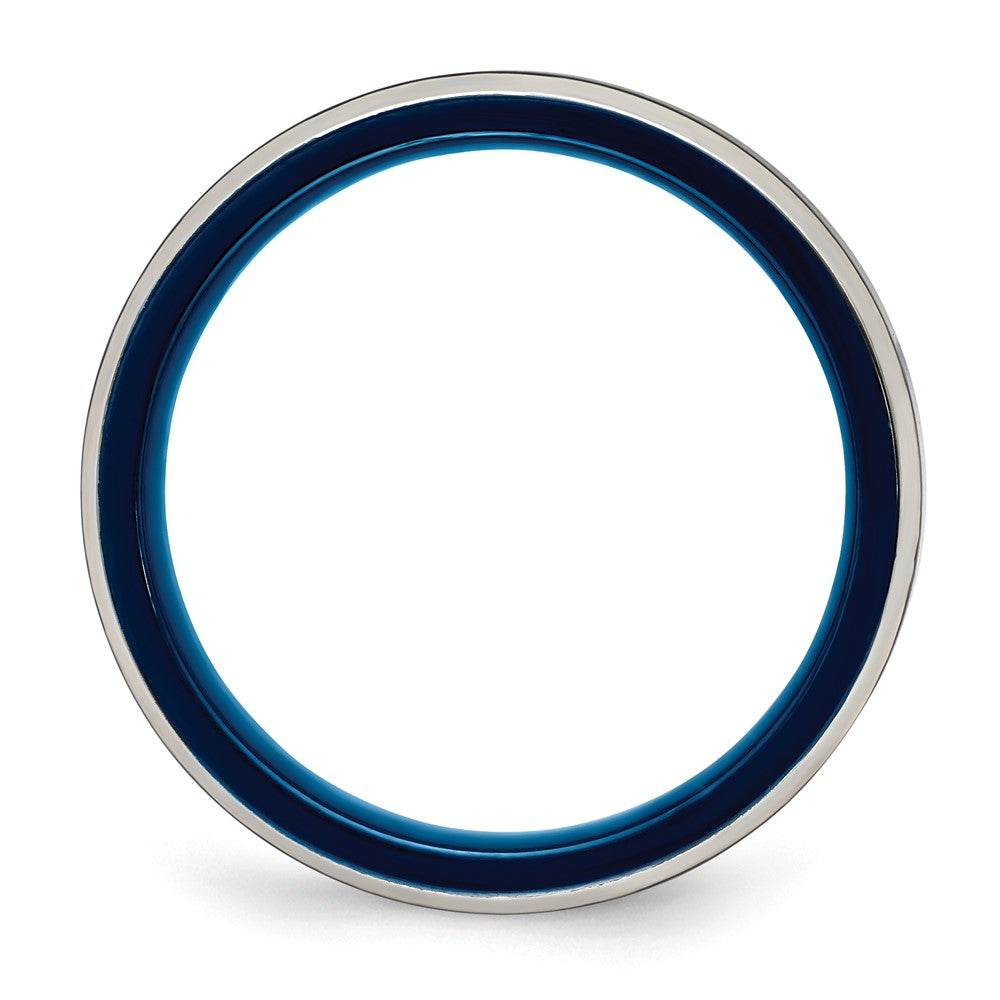 Stainless Steel Polished Blue IP-plated 5mm Band