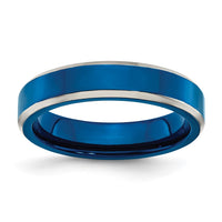 Stainless Steel Polished Blue IP-plated 5mm Band