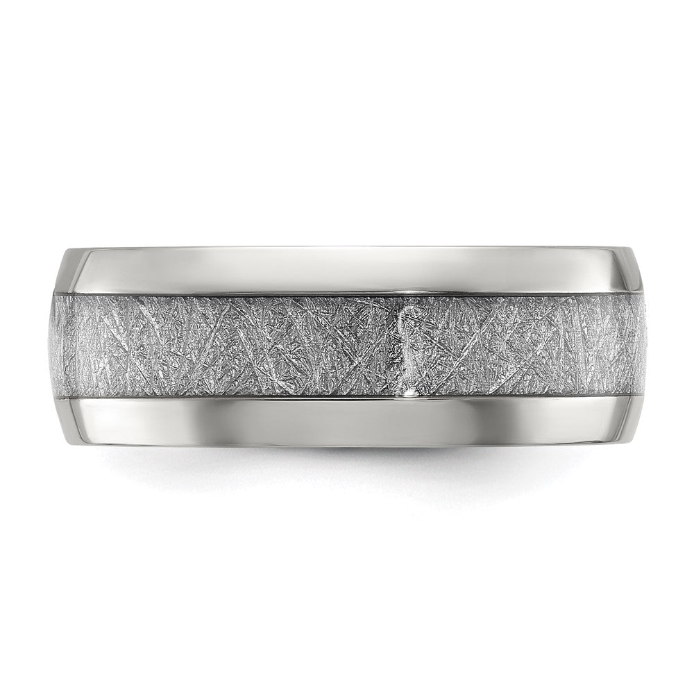 Stainless Steel Polished Glitter Paper Inlay Center 8mm Band