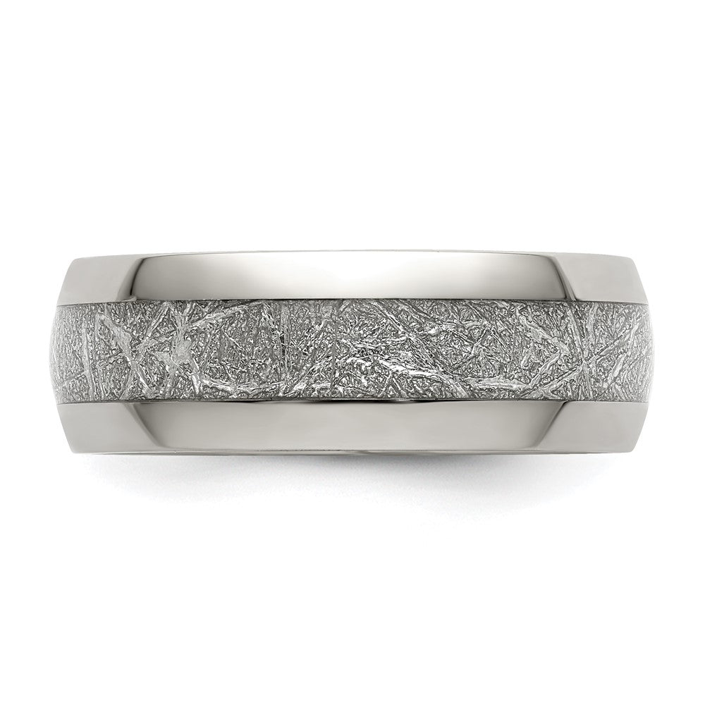 Stainless Steel Polished Glitter Paper Inlay Center 8mm Band