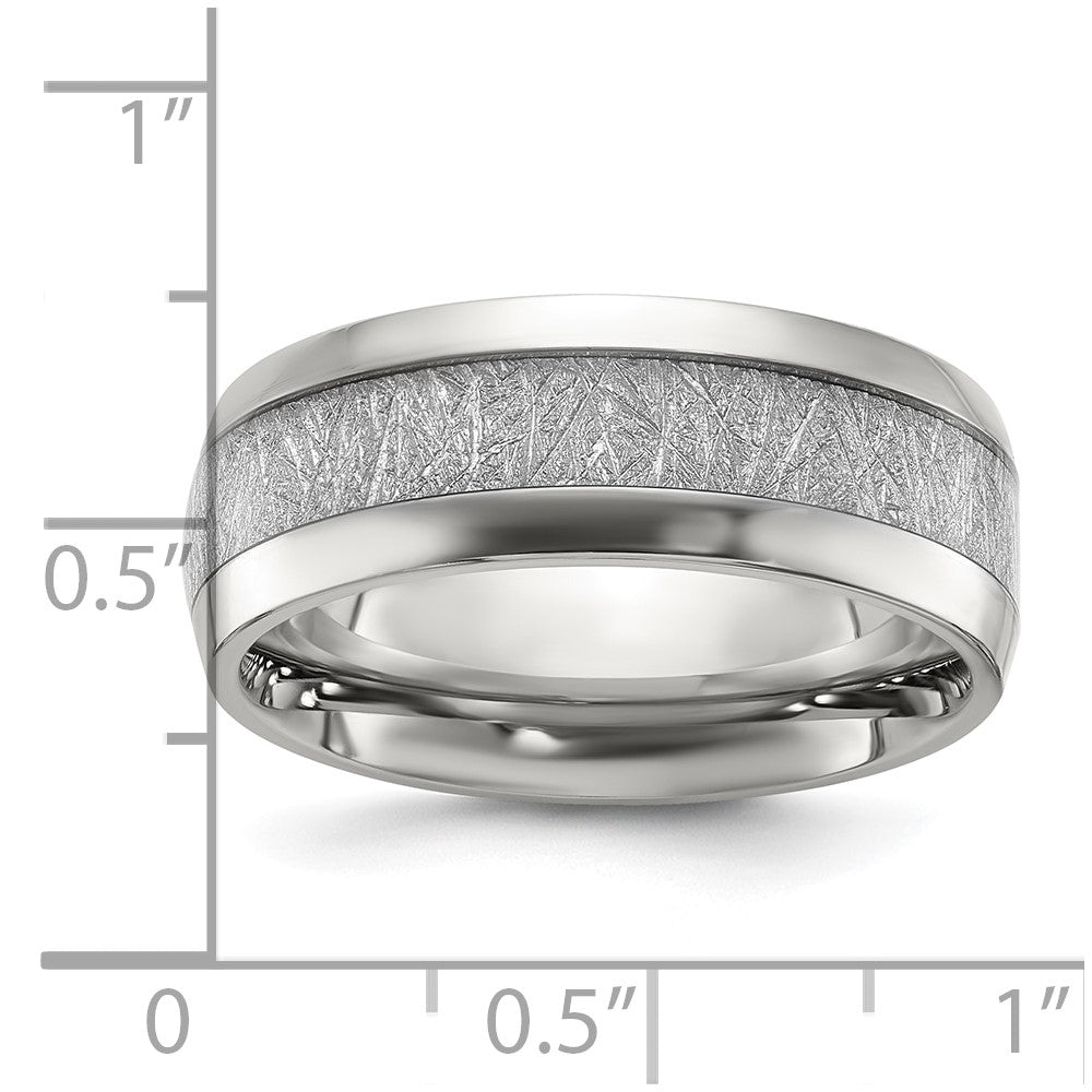 Stainless Steel Polished Glitter Paper Inlay Center 8mm Band