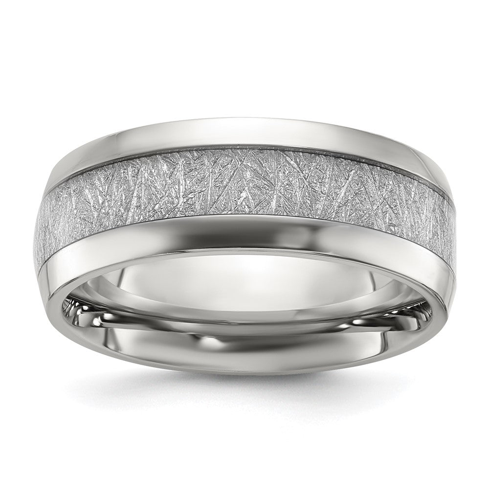 Stainless Steel Polished Glitter Paper Inlay Center 8mm Band