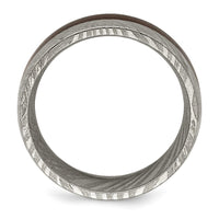 Damascus Steel Polished with Ebony Wood Inlay 8mm Band