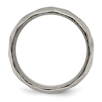 Damascus Steel Polished Faceted 7mm Band
