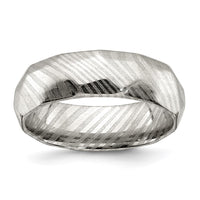 Damascus Steel Polished Faceted 7mm Band