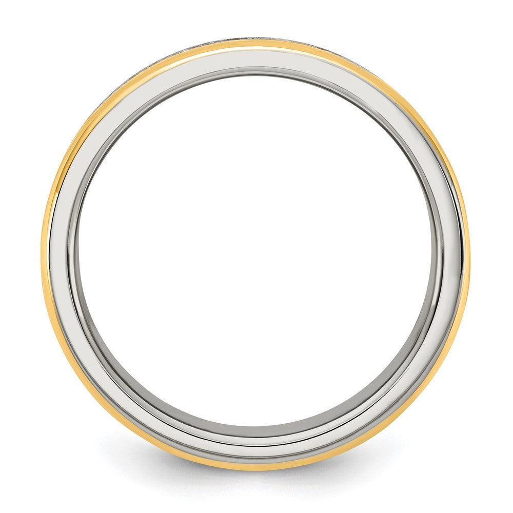 Stainless Steel Brushed & Polished Yellow IP Lord's Prayer 8mm Band