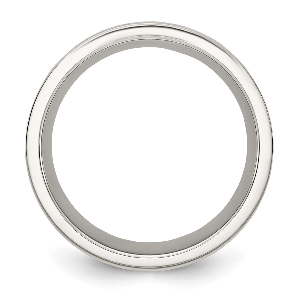 Stainless Steel Polished with Wood Inlay Deer Design 8mm Band