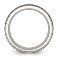 Stainless Steel Polished with Wood Inlay Arrow 8mm Band