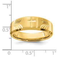 Stainless Steel Brushed & Polished Yellow IP D/C Cross 8mm Tapered Band