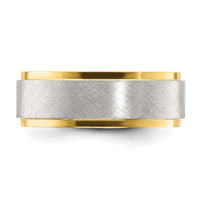 Stainless Steel Polished Yellow IP-plated w/Brushed Center 8mm Band