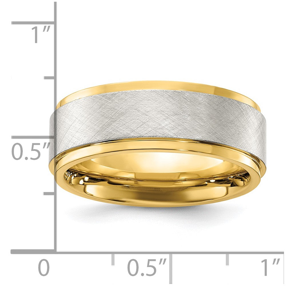 Stainless Steel Polished Yellow IP-plated w/Brushed Center 8mm Band