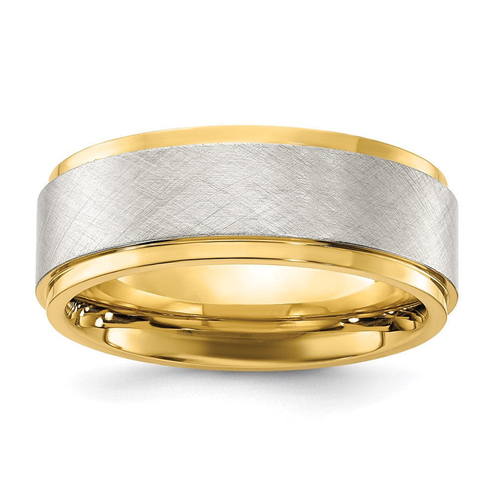 Stainless Steel Polished Yellow IP-plated w/Brushed Center 8mm Band
