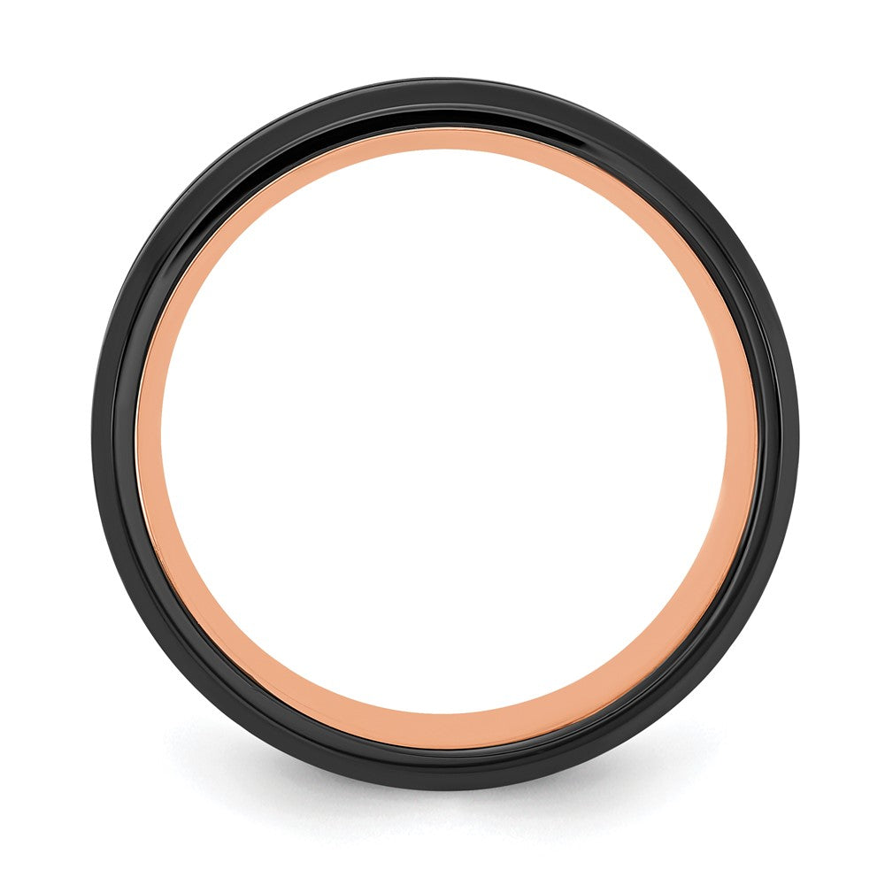 Stainless Steel Brushed & Polished Black/Rose IP-plated 8mm Band