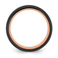 Stainless Steel Brushed & Polished Black/Rose IP-plated 8mm Band