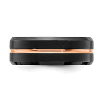 Stainless Steel Brushed & Polished Black/Rose IP-plated 8mm Band