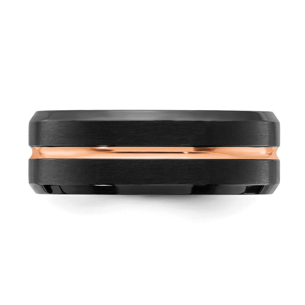 Stainless Steel Brushed & Polished Black/Rose IP-plated 8mm Band