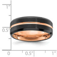 Stainless Steel Brushed & Polished Black/Rose IP-plated 8mm Band