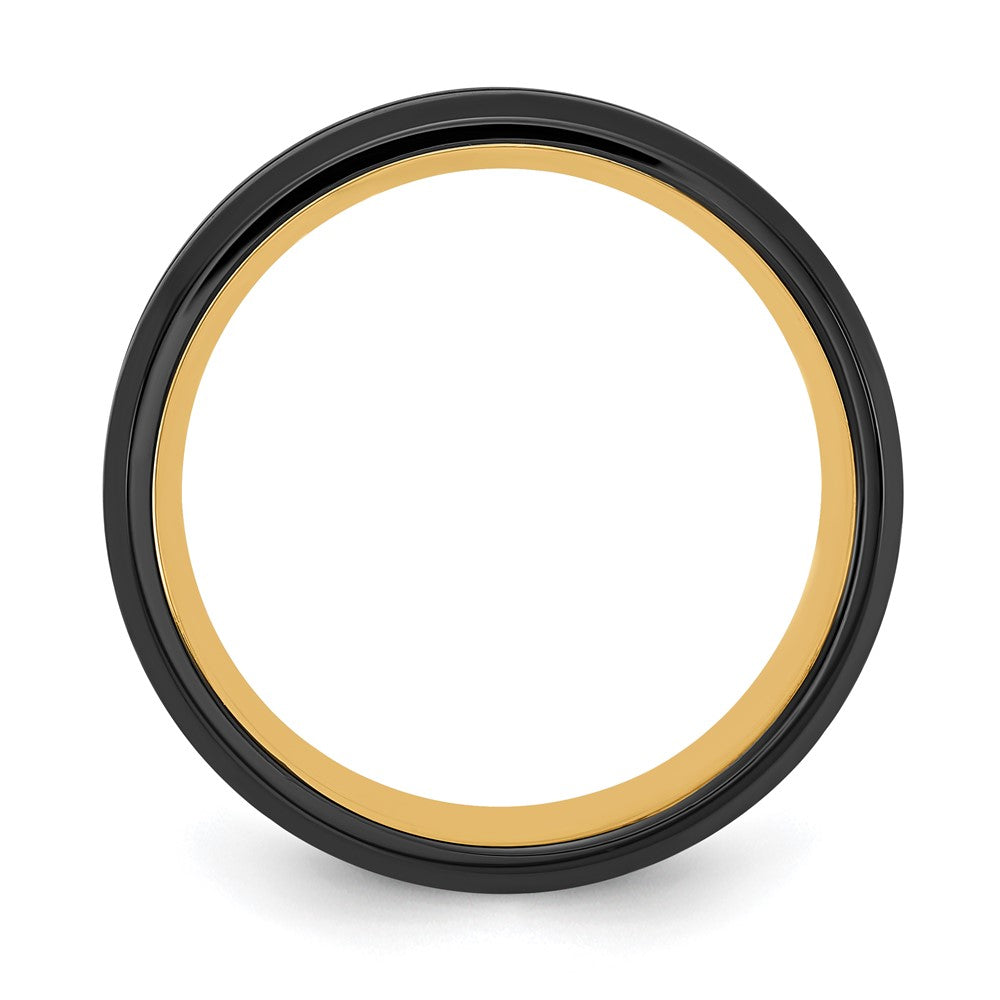 Stainless Steel Brushed & Polished Black/Yellow IP-plated 8mm Band