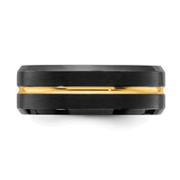 Stainless Steel Brushed & Polished Black/Yellow IP-plated 8mm Band