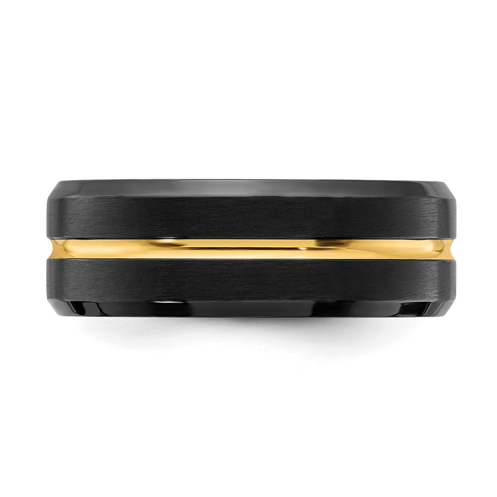 Stainless Steel Brushed & Polished Black/Yellow IP-plated 8mm Band