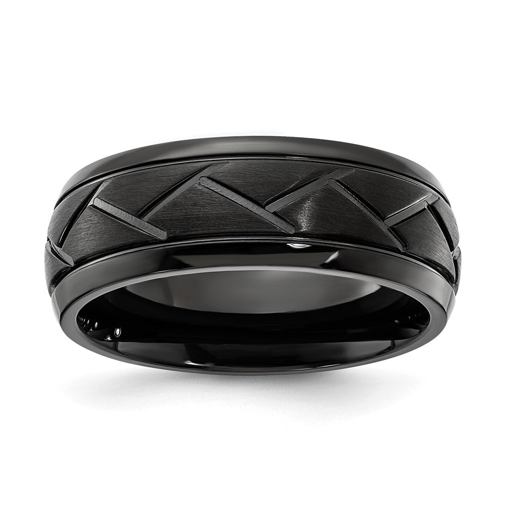 Stainless Steel Black IP-plated Brushed Center 8.00mm Band