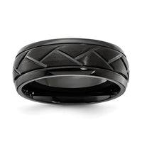Stainless Steel Black IP-plated Brushed Center 8.00mm Band