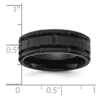 Stainless Steel Brushed and Polished Black IP-plated 8mm Band