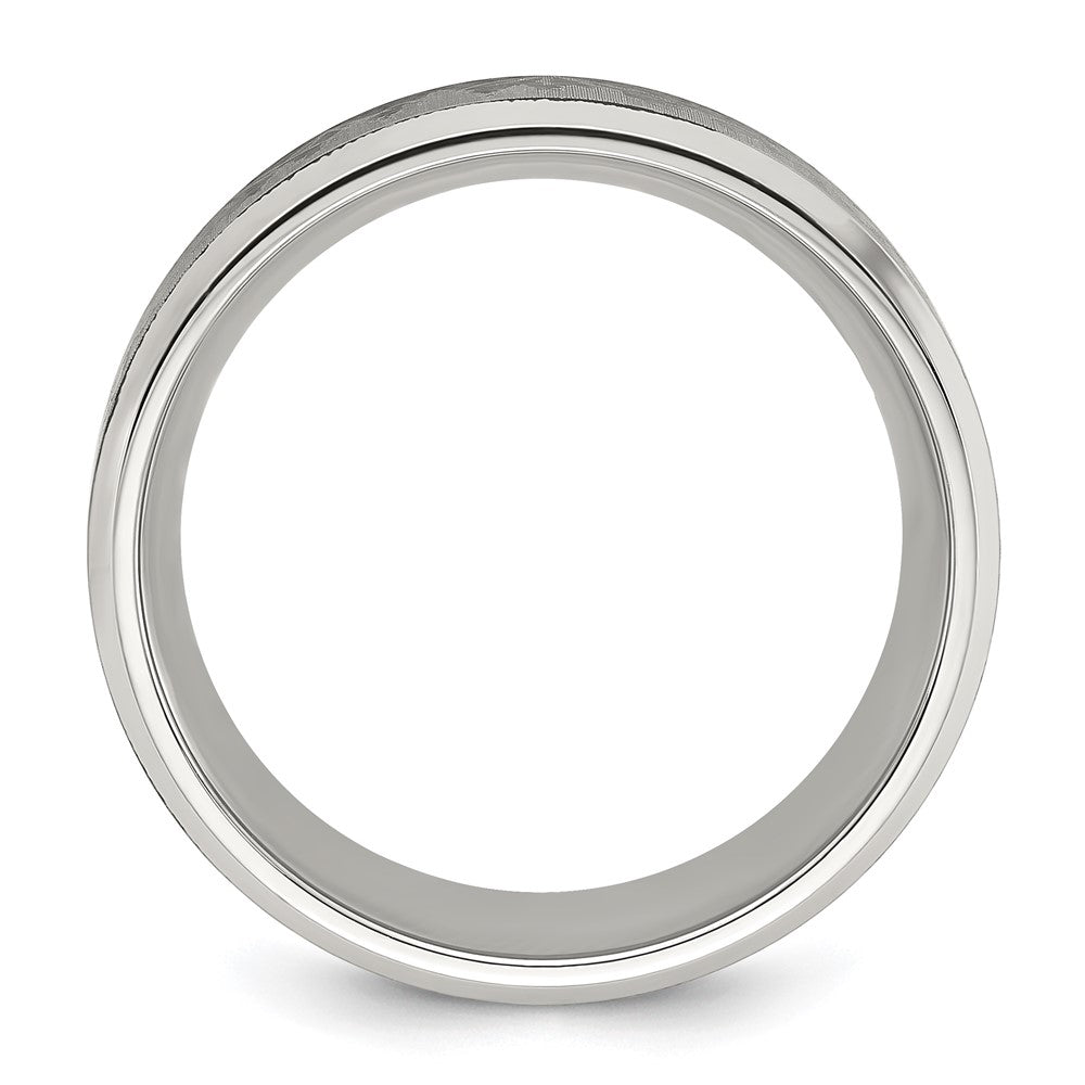 Stainless Steel Brushed Center w/Laser Design Mountains 8mm Band