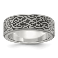 Stainless Steel Brushed Laser Design 8mm Band