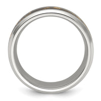 Stainless Steel Polished with Black and Gold Foil Inlay 8mm Band
