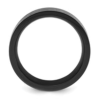 Stainless Steel Polished Black IP-plated Black/Silver Foil 8mm Band