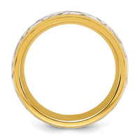 Stainless Steel Polished Yellow IP w/Ceramic Fragments Inlay 8mm Band
