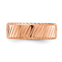 Stainless Steel Polished Rose IP-plated Grooved 8mm Band