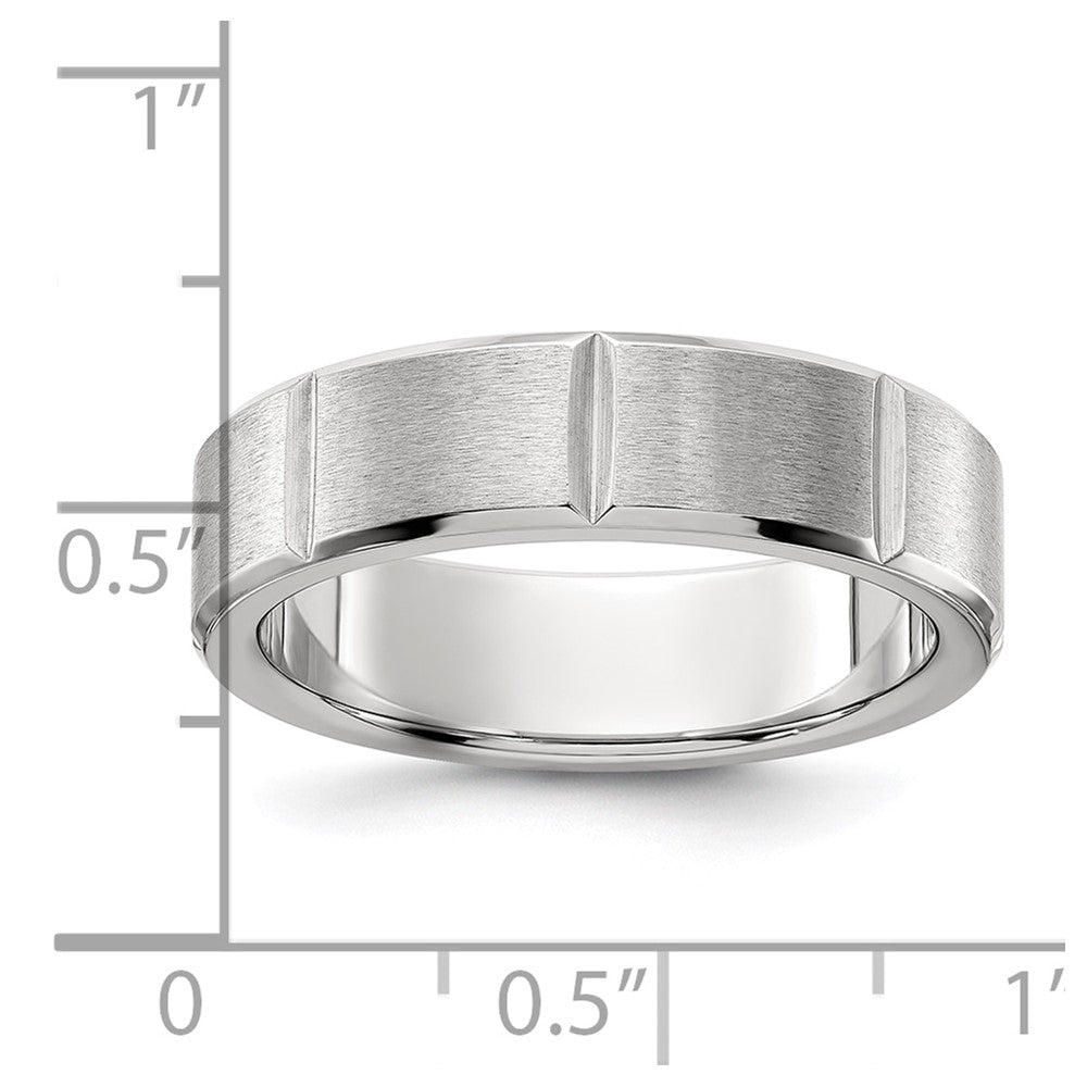 Stainless Steel Brushed and Polished Grooved 6mm Band