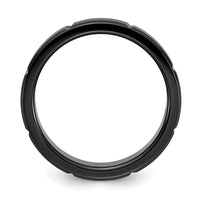 Stainless Steel Brushed and Polished Black IP-plated Grooved 6mm Band