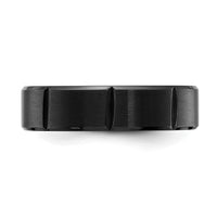 Stainless Steel Brushed and Polished Black IP-plated Grooved 6mm Band