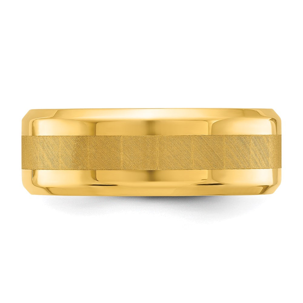 Stainless Steel Polished Yellow IP-plated Brushed Center 8mm Band