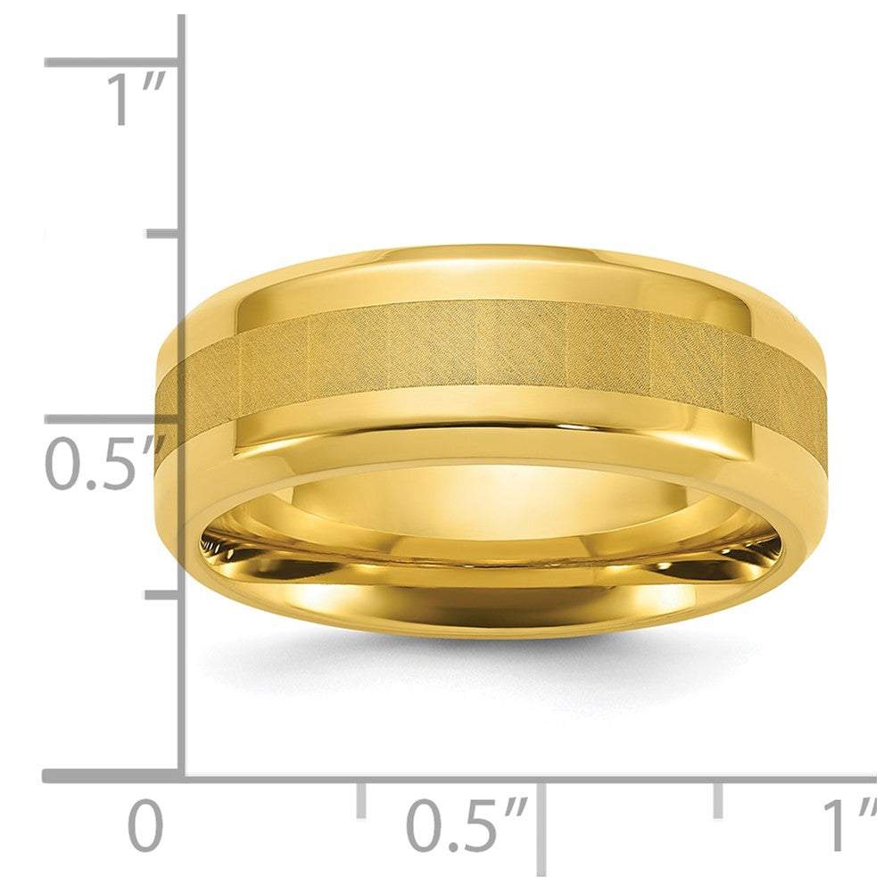 Stainless Steel Polished Yellow IP-plated Brushed Center 8mm Band