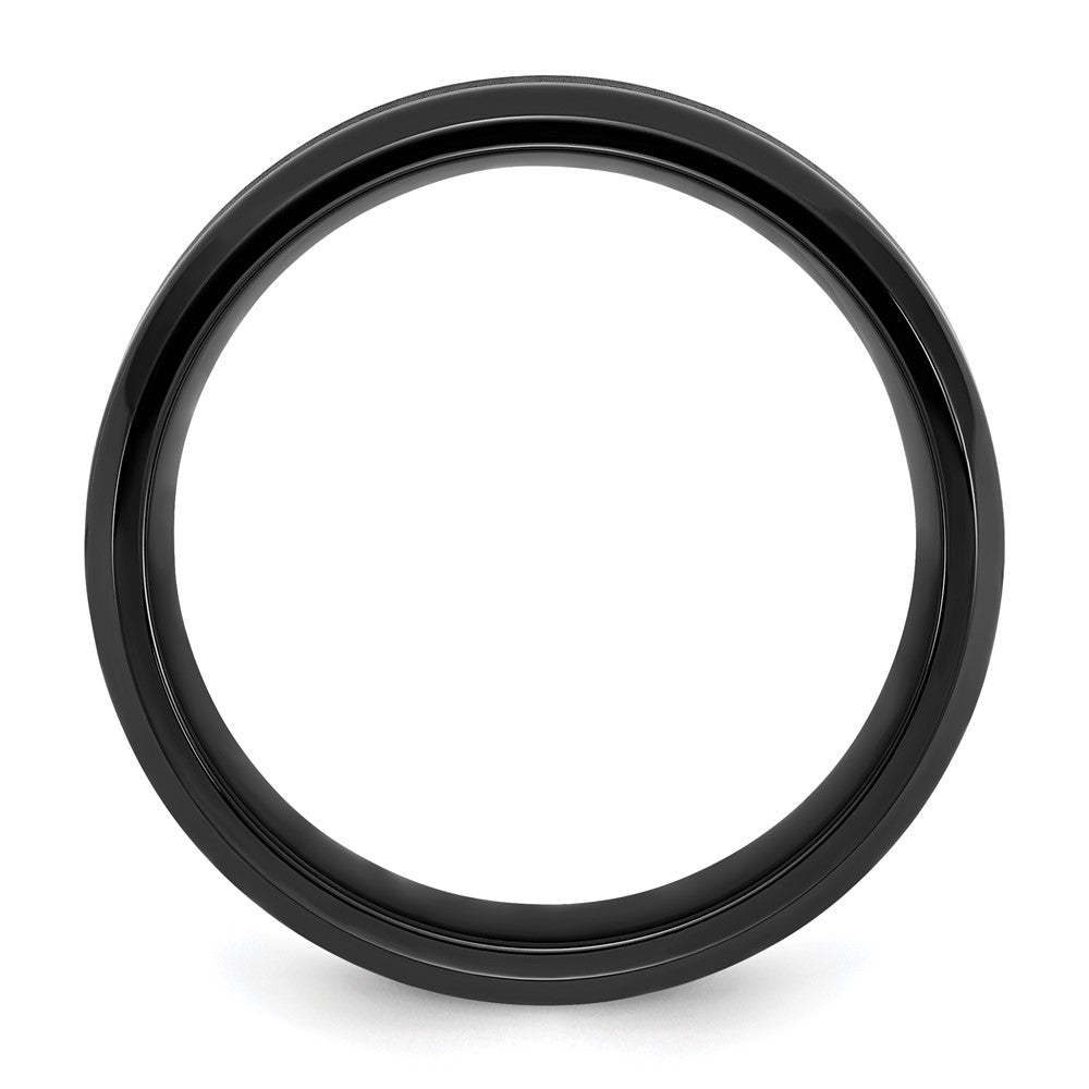 Stainless Steel Polished Black IP-plated Brushed Center 8mm Band