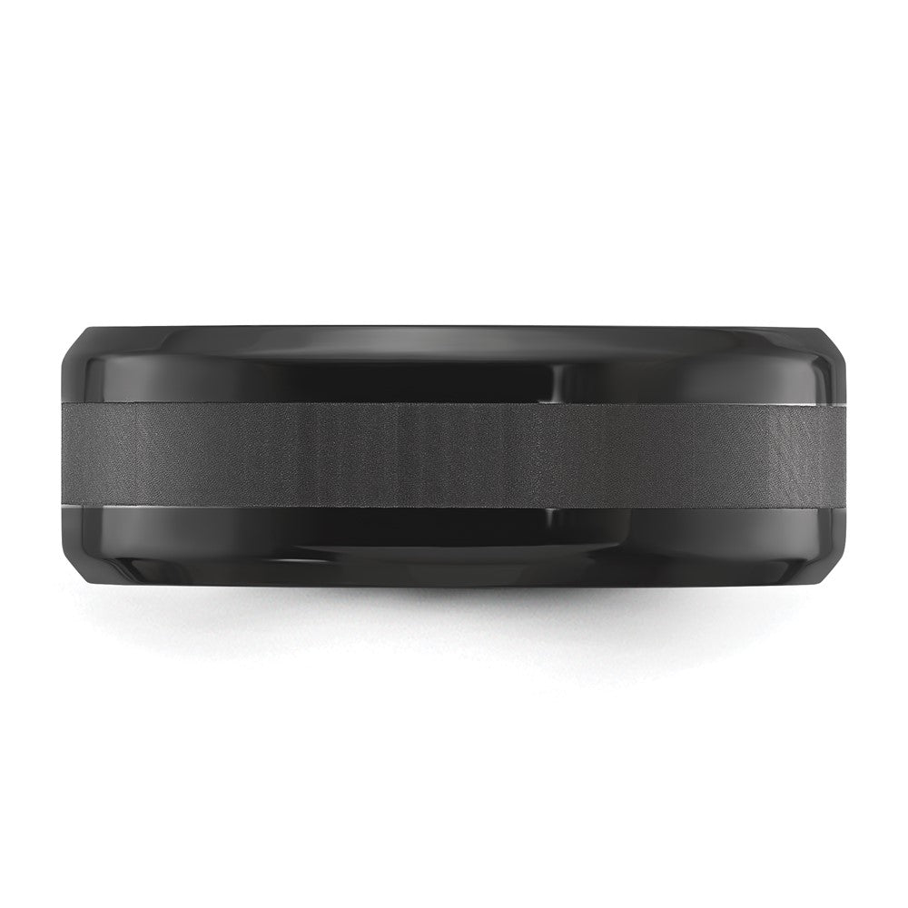 Stainless Steel Polished Black IP-plated Brushed Center 8mm Band