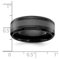 Stainless Steel Polished Black IP-plated Brushed Center 8mm Band