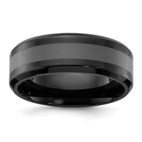 Stainless Steel Polished Black IP-plated Brushed Center 8mm Band
