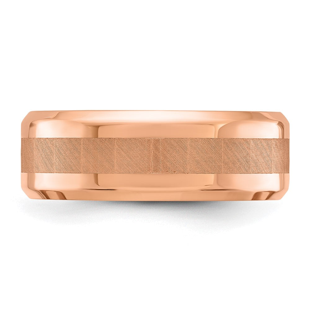 Stainless Steel Polished Rose IP-plated Brushed Center 8mm Band